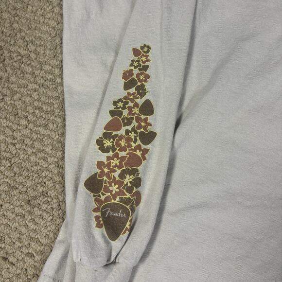 y2k 2000s style Fender hawaii tiki longsleeve shirt floral mens XXL surfwear - Picture 3 of 8